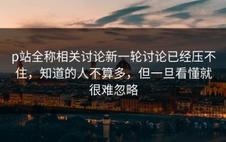 p站全称相关讨论新一轮讨论已经压不住，知道的人不算多，但一旦看懂就很难忽略