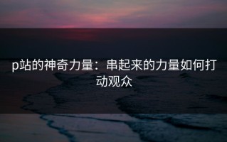 p站的神奇力量：串起来的力量如何打动观众