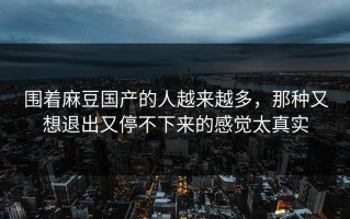 围着麻豆国产的人越来越多，那种又想退出又停不下来的感觉太真实