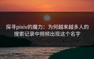 探寻pixiv的魔力：为何越来越多人的搜索记录中频频出现这个名字