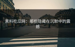 黑料吃瓜网：那些隐藏在沉默中的震撼