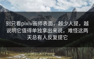 别只看pixiv画师表面，越少人提，越说明它值得单独拿出来说，难怪这两天总有人反复提它
