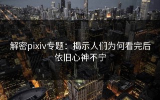 解密pixiv专题：揭示人们为何看完后依旧心神不宁