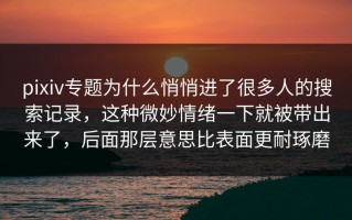 pixiv专题为什么悄悄进了很多人的搜索记录，这种微妙情绪一下就被带出来了，后面那层意思比表面更耐琢磨