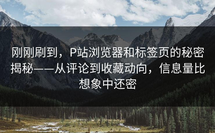 刚刚刷到,P站浏览器和标签页的秘密揭秘——从评论到收藏动向,信息量比想象中还密-第1张图片-p站网页版视频站 | p站镜像资源页 刚刚刷到,P站浏览器和标签页的秘密揭秘——从评论到收藏动向,信息量比想象中还密-第1张图片-p站网页版视频站 | p站镜像资源页