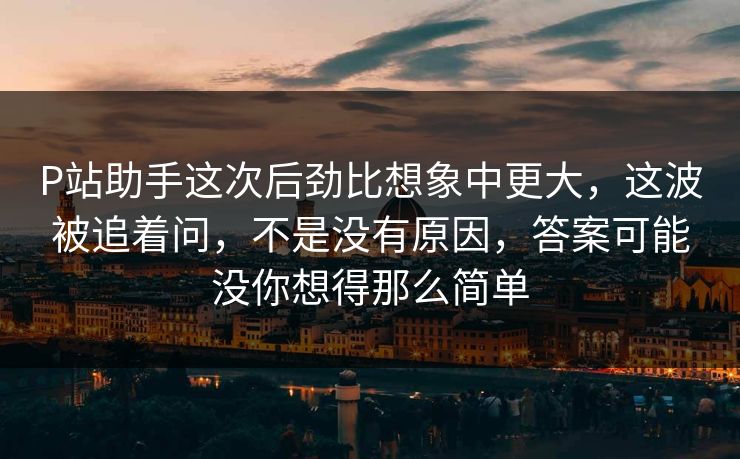 P站助手这次后劲比想象中更大，这波被追着问，不是没有原因，答案可能没你想得那么简单-第1张图片-p站网页版视频站 | p站镜像资源页