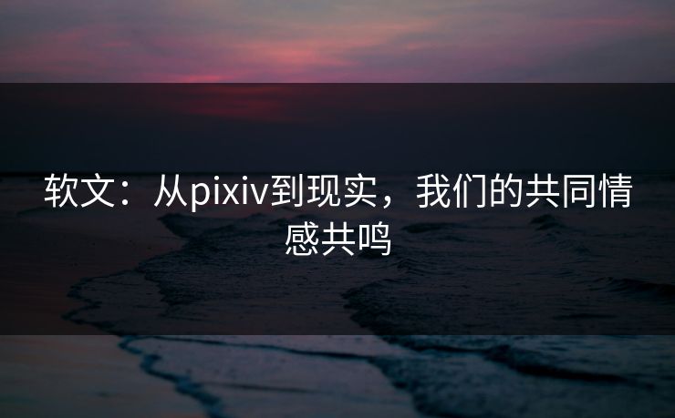 软文：从pixiv到现实，我们的共同情感共鸣-第1张图片-p站网页版视频站 | p站镜像资源页